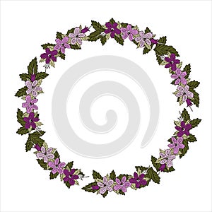 Wreath of flovers, can be used as greeting card, invitation card for wedding, birthday and other holiday and summer background