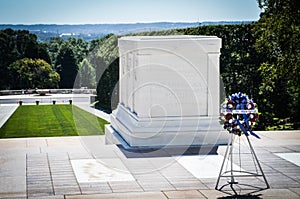 Wreath in Front of the Tomb of the Unknown Soldier at Arlington Cemetery