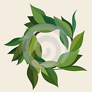 Wreath of green leaves in different shades