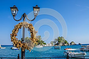 Wreath on harbor â€“ Parga - Greece â€“ Ionian sea