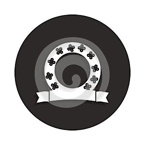 wreath icon in badge style. One of Death collection icon can be used for UI, UX