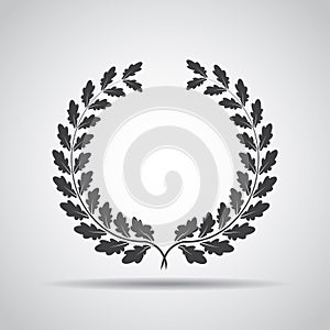 Wreath icon with shadow on a gray background. Vector illustration