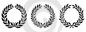 Wreath with leaves. Round icon of laurel wreath. Award concept.