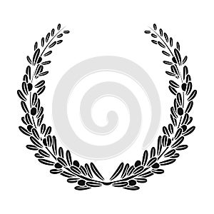 Wreath from olive branches.Olives single icon in black style vector symbol stock illustration web.