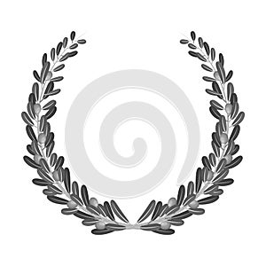 Wreath from olive branches.Olives single icon in monochrome style vector symbol stock illustration web.