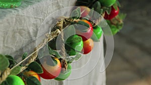 Wreath with red and green apples