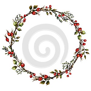 Wreath with rose hips