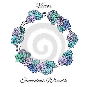 Wreath of succulents and tree branches. Usable for wedding invitations