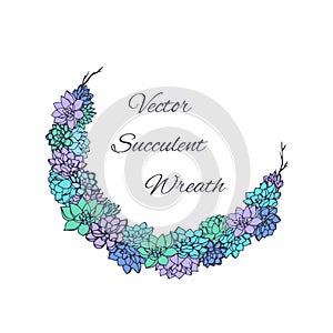 Wreath of succulents and tree branches. Usable for wedding invitations, save the date designs, cards and more. photo