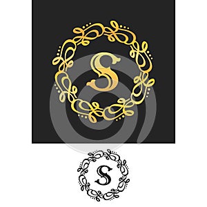 Wreath Swirl logo Letter S Symbol logos design