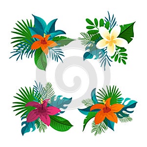 Wreath of Tropical Leaves and Flowers for mid or end season