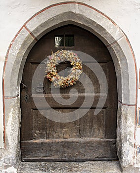 Wreath on Wooden Door