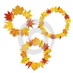 Wreaths with autumn falling leaves