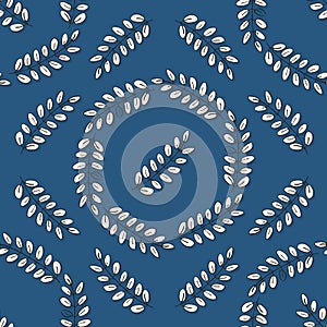 Wreaths of leaves on blue background