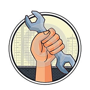 Wrech tool hand holding