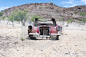 Wreck and abandoned car in Nairobi, Kenya, AFrica desert