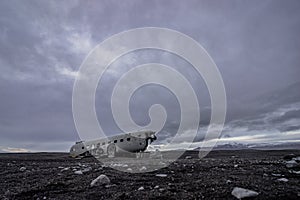 Wreck of an airplane nose wide angle with tourists