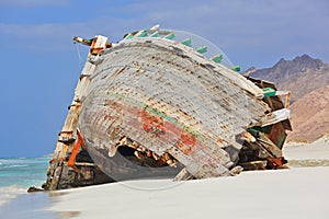 Wreck on the beach of Socotra island