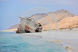 Wreck on the beach of Socotra island