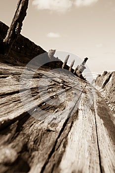 Wreck of the Maheno, Fraser Island, in sepia.