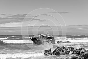 Wreck of the Meisho Maru near, Cape L`Agulhas. Monochrome