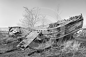 Wreck of a Morecambe Bay Prawner Fishing Boat