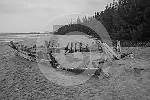 Wreck of a small boat