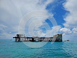 Wreck of SS Sapona off Bimini, Bahamas.