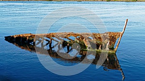 The wreck of the T.S.S. KENNEDY, Wairau River mouth, Blenheim, south island, Aotearoa / New Zealand