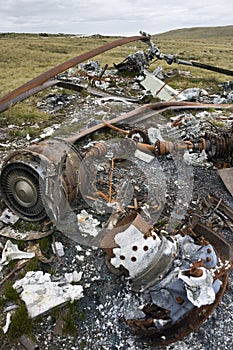 Wreckage of an Argentine Helicopter - Falklands