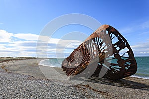 Wreckages on San Gregorio beach, Chile historic site