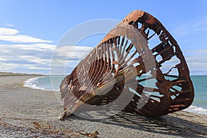 Wreckages on San Gregorio beach, Chile historic site