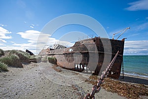 Wreckages on San Gregorio beach, Chile historic site