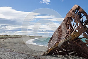 Wreckages on San Gregorio beach, Chile historic site