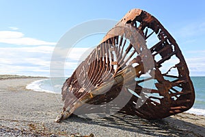 Wreckages on San Gregorio beach, Chile historic site