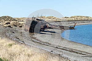 Wreckages on San Gregorio beach, strait of Magellan, Chile