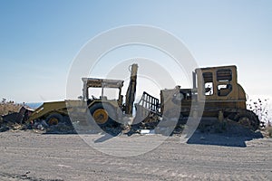 Wrecked and abandoned cars in the island of Patmos, Greece