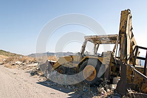 Wrecked and abandoned cars in the island of Patmos, Greece