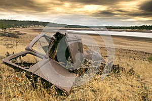 Wrecked antique car on the Lake Shore 3