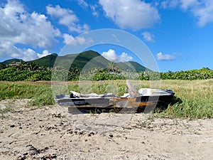Wrecked Boat at Orient Bay Beach on St. Martin