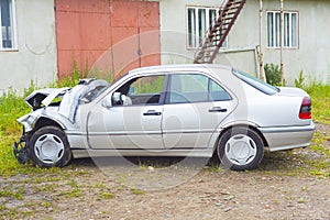 Wrecked car in accident