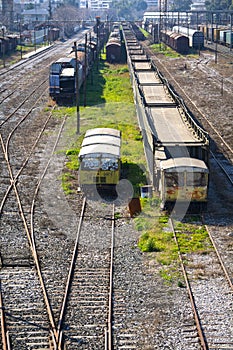 Wrecked cargo trains