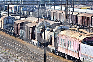 Wrecked cargo trains
