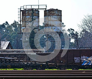 Wrecked cargo trains