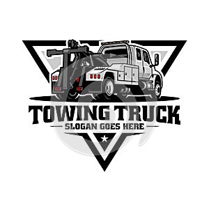 Wrecker and towing truck service illustration logo vector