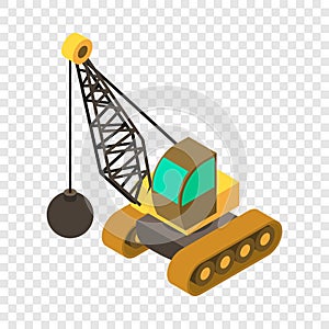 Wrecking ball crane icon, isometric 3d style