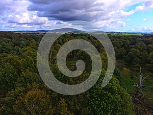 Wrekin over Green Forest Drone Imagery photo