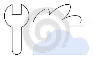 Cloud Computing and Repair Concept with Wrench and Clouds