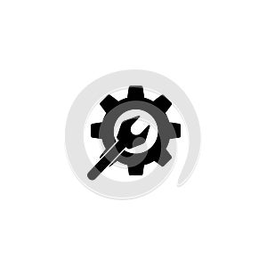 wrench with gear icon, Service tool symbol, setting sign, isolated on white background, vector illustration eps 10
