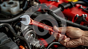 The wrench held by hand..AI generated image